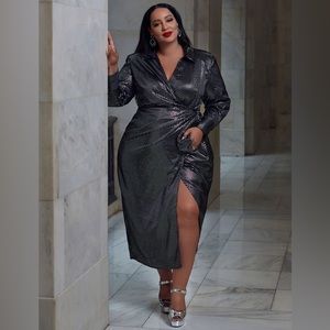 Eloquii Sparkle satin wrap dress